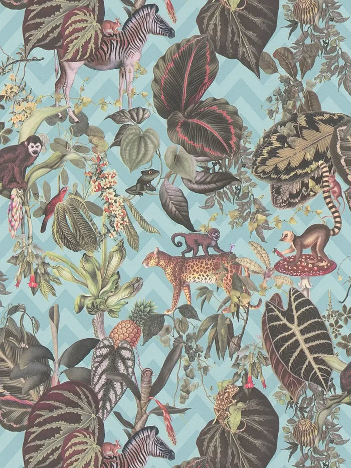 Living Jungle Chevron Wallpaper - Blue - last 3 Rolls