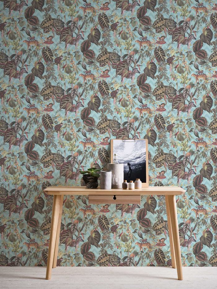 Living Jungle Chevron Wallpaper - Blue - last 3 Rolls