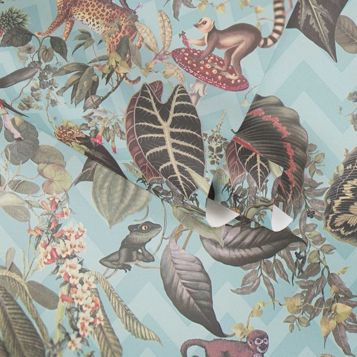 Living Jungle Chevron Wallpaper - Blue - last 3 Rolls