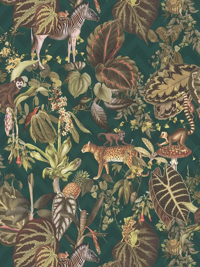 Living Jungle Chevron Wallpaper - Green - Last 3 Rolls