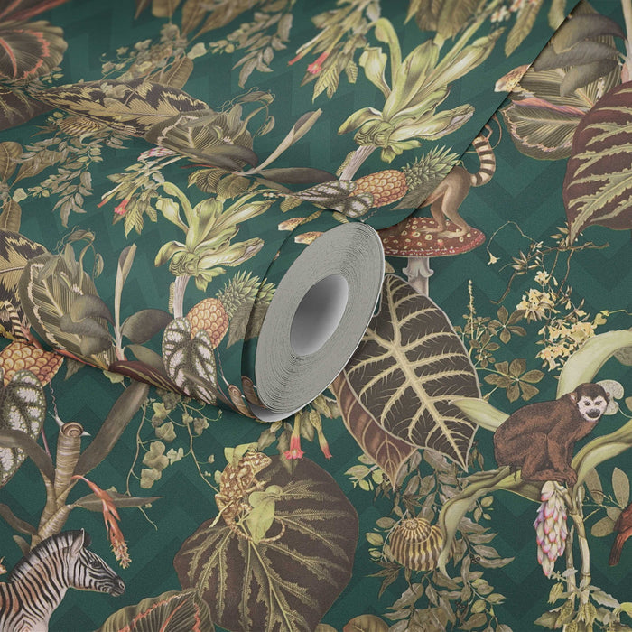 Living Jungle Chevron Wallpaper - Green - Last 3 Rolls