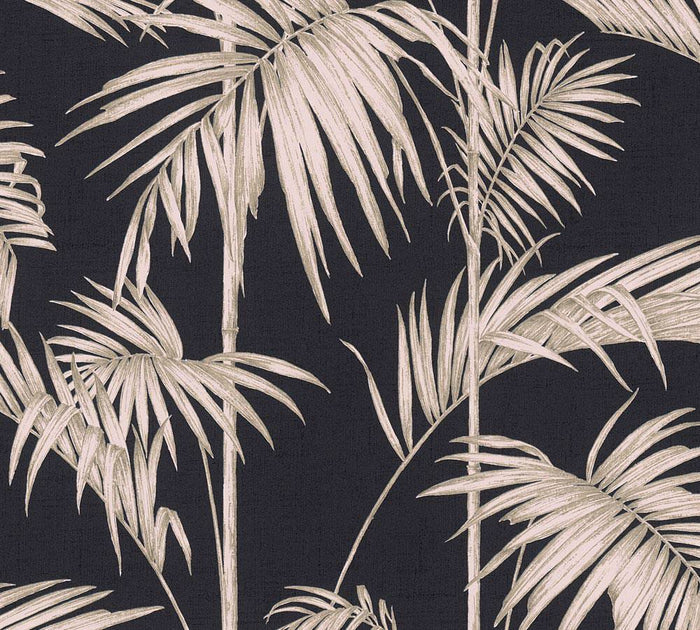 Lola Palm Wallpaper - Blush-Black