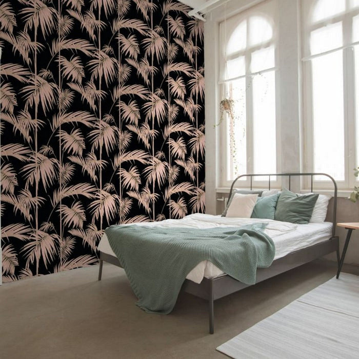 Lola Palm Wallpaper - Blush-Black