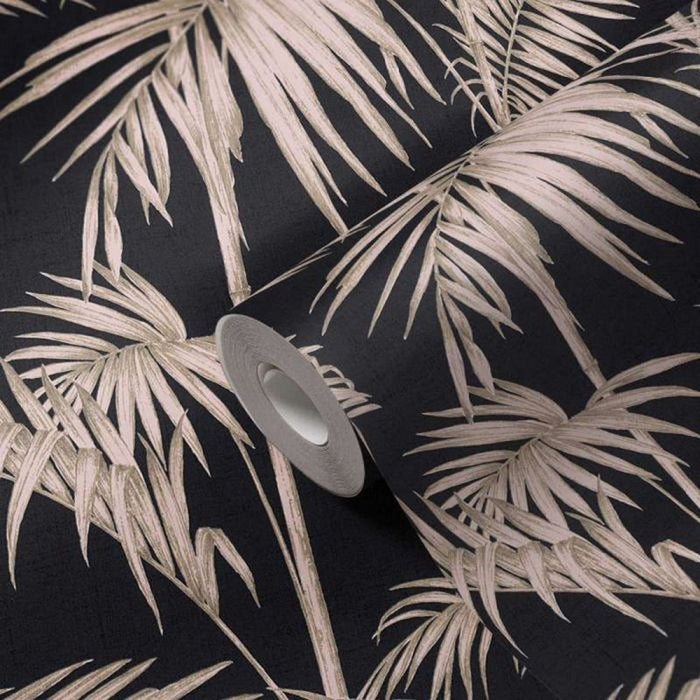 Lola Palm Wallpaper - Blush-Black