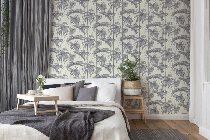 Lola Palm Wallpaper - Grey - Discontinuing