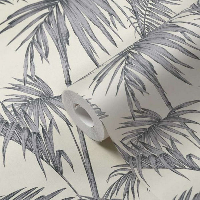 Lola Palm Wallpaper - Grey - Discontinuing