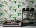 Love Birds - Custom Sized Wallpaper Mural (per m2) - Green/Grey