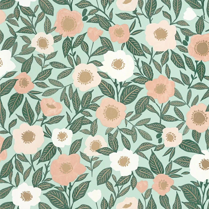 Lucky Wallpaper - Vert D Eau Rose