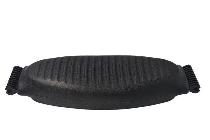 Black ergonomic office chair lumbar support pad replacement part on white background