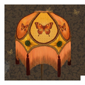 Orange Victorian lampshade with butterfly motifs and Lunden Butterfly wallpaper