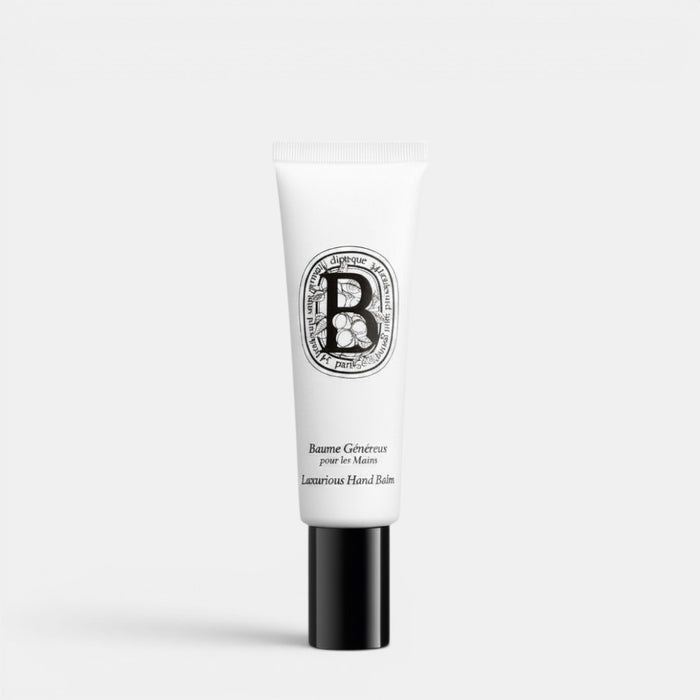 Shop Rescue Spa Luxurious Hand Balm in a white 45ml tube with black cap, featuring apricot and almond scent notes.