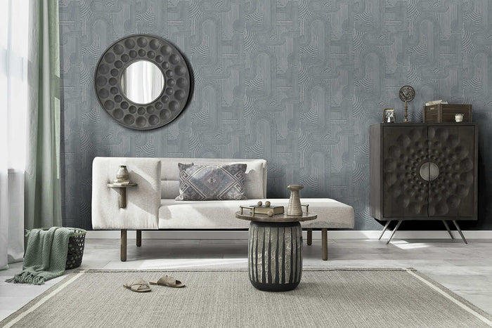Macramé - Boho Geo Wallpaper - Blue - Discontinuing