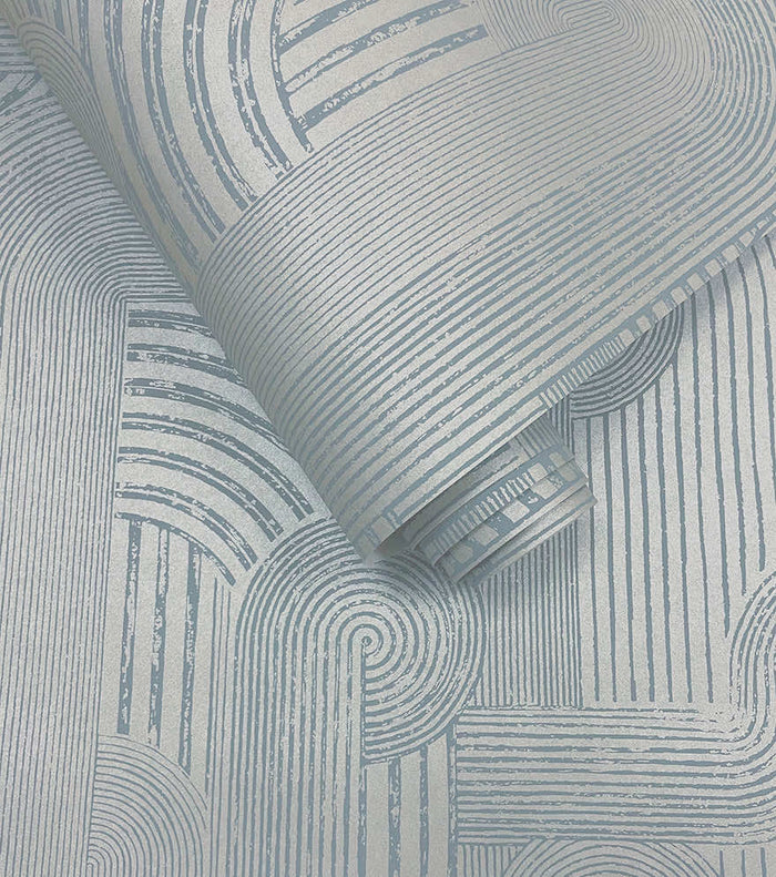 Macramé - Boho Geo Wallpaper - Blue - Discontinuing