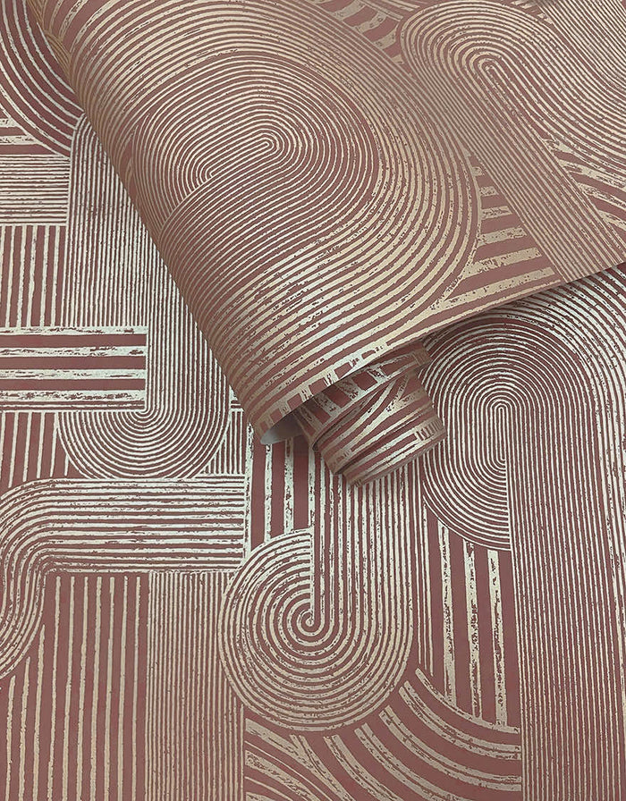 Roll of Macramé Boho Geo maroon wallpaper