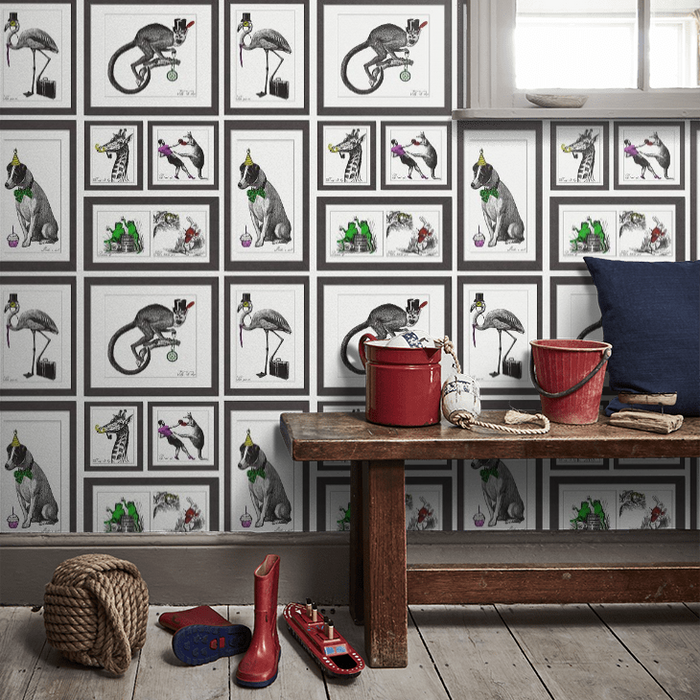 Mad Dogs – Framed Animal Portraits Wallpaper – Multi