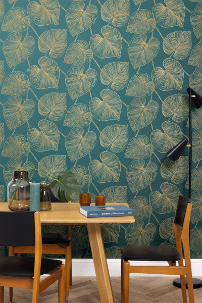 Magistral Wallpaper - Bleu Canard Or - Discontinuing