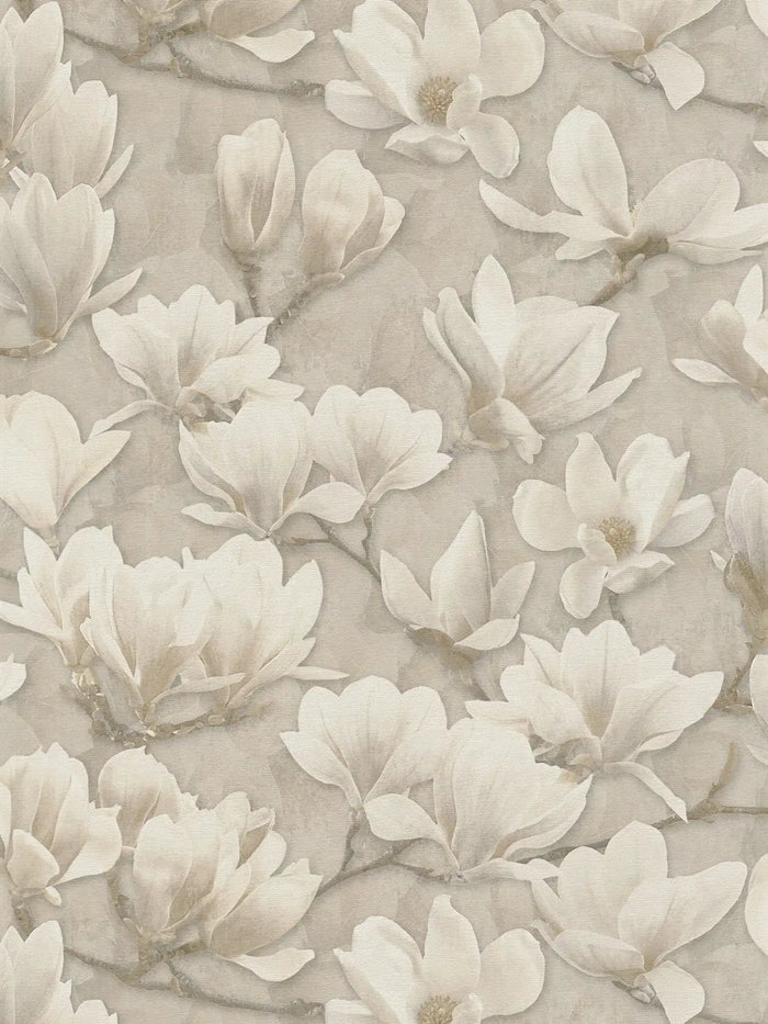 Magnolia Blossoms - Beige, Cream, White