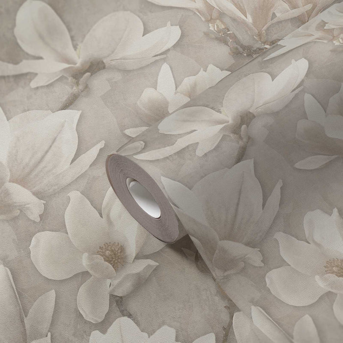 Magnolia Blossoms - Beige, Cream, White