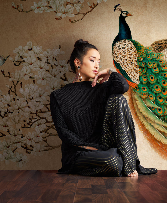 Magnolia Peacock Mural