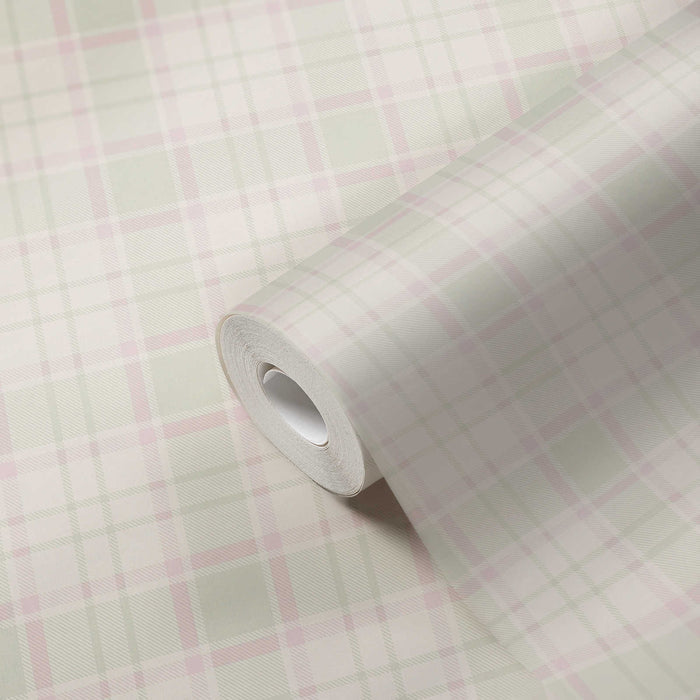 Maison Charme Plaid Wallpaper - Pink/Green