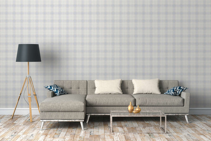 Maison Charme Plaid Wallpaper - White