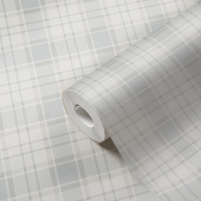 Maison Charme Plaid Wallpaper - White