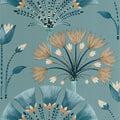 Majestic Wallpaper - Bleu d outre mer beige