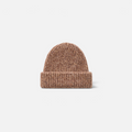 Shop Rescue Spa marled brown rib knit beanie made from a soft cashmere and silk blend