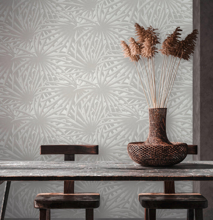 Marrakech Palms Wallpaper - Grey/White