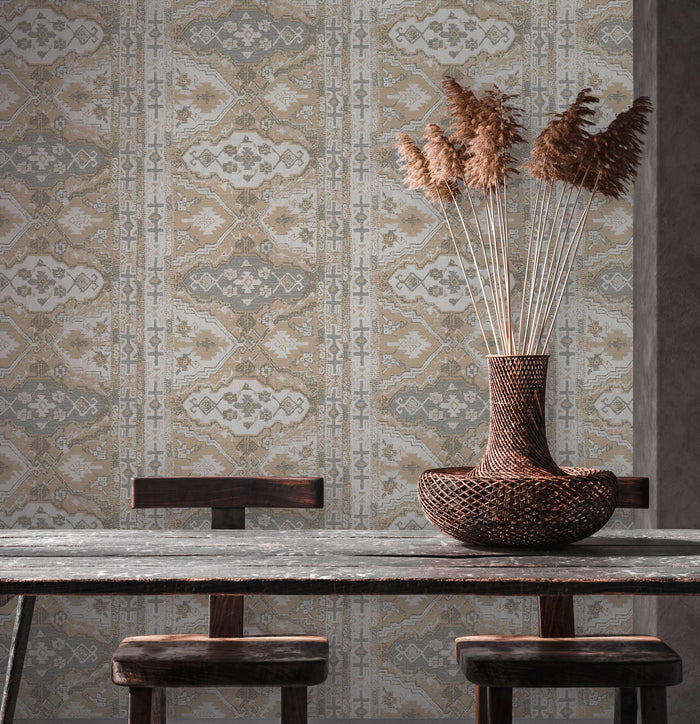 Marrakesh Carpet Wallpaper  - Beige Grey