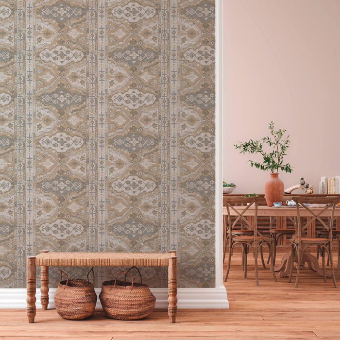 Marrakesh Carpet Wallpaper  - Beige Grey