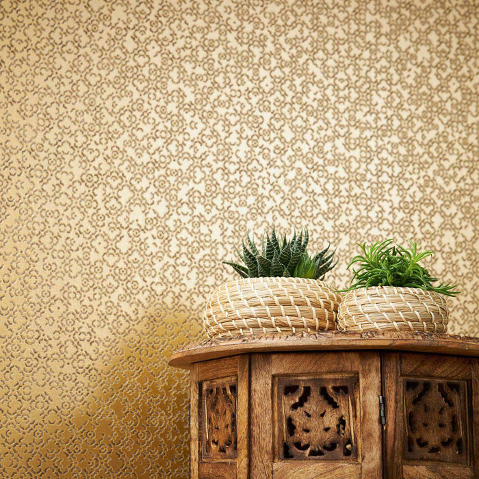 Marrakesh Hall Wallpaper - Metallic Gold