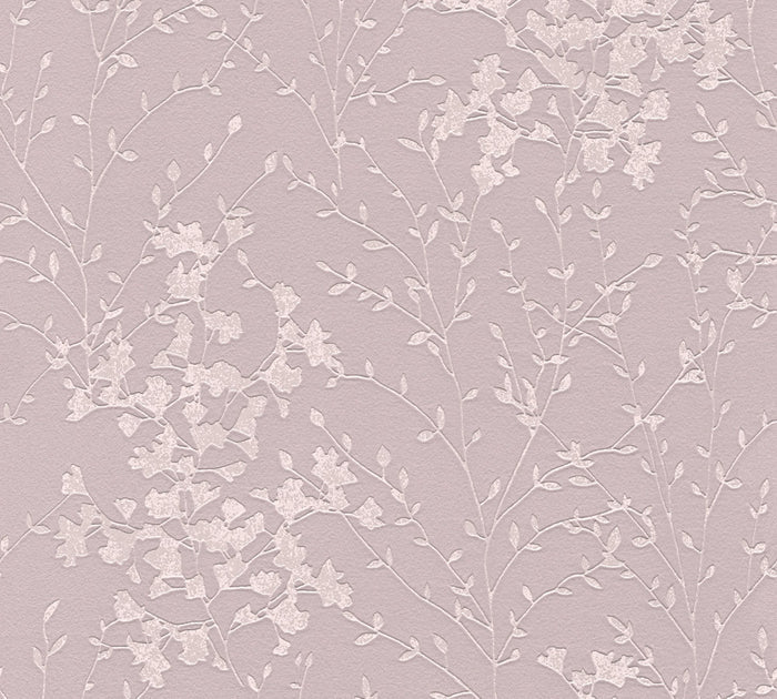 Mauve Floral Vinyl Wallpaper - Mauve - Due January 2027