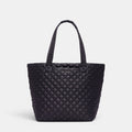 Shop Rescue Spa MZ Wallace black quilted nylon Medium Metro Tote Deluxe with leather trim and padded handles