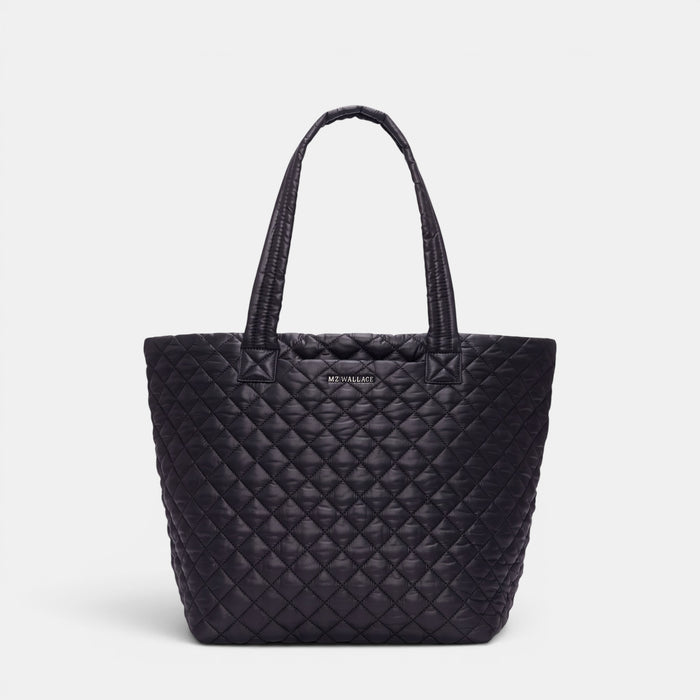 Shop Rescue Spa MZ Wallace black quilted nylon Medium Metro Tote Deluxe with leather trim and padded handles