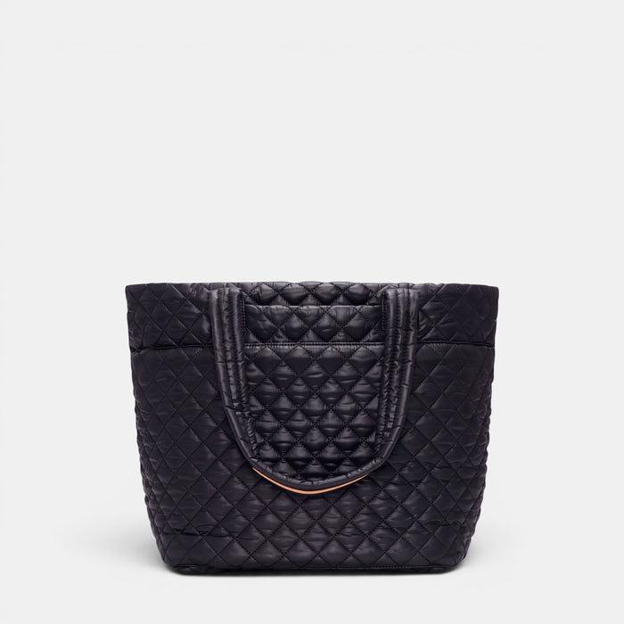 Shop Rescue Spa MZ Wallace black quilted nylon Medium Metro Tote Deluxe with leather trim and padded handles
