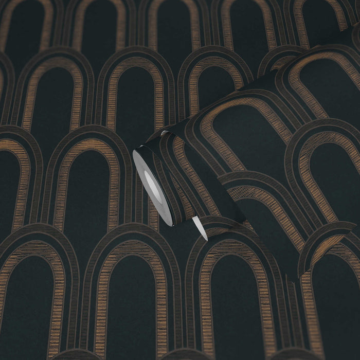 Metallic Arches Wallpaper - Black