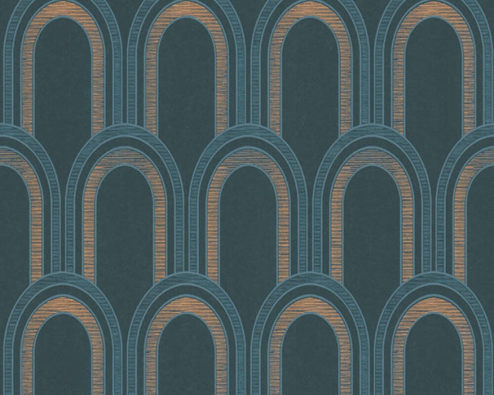 Metallic Arches Wallpaper - Blue Green