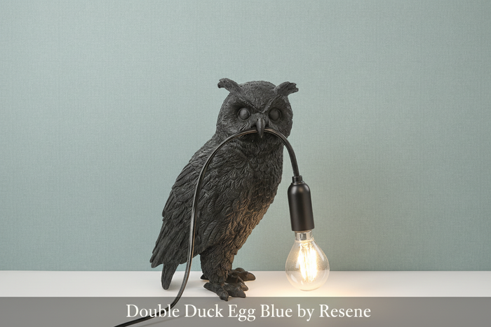 Owl Lamp - Double Duck Egg Blue by Resene