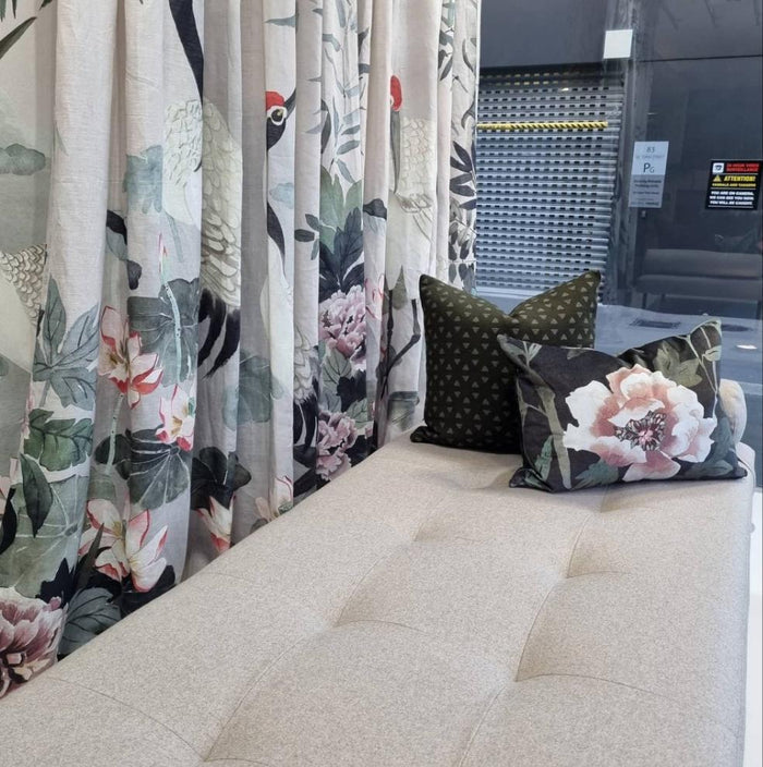 Mizu Crane Curtain Fabric - Extra Wide