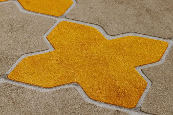 Moroccan Tile Wallpaper - Mustard/Grey - Discontinuing