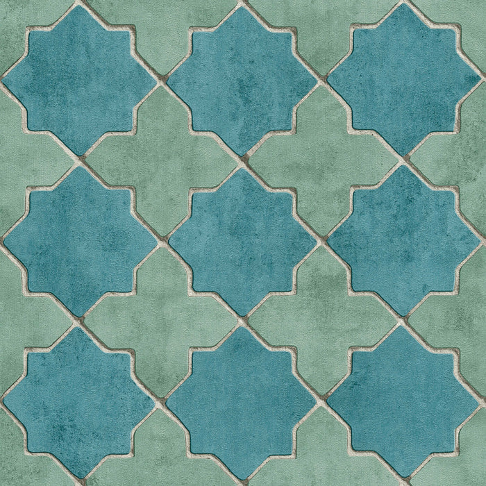 Moroccan Tile Wallpaper - Turquoise - Discontinuing