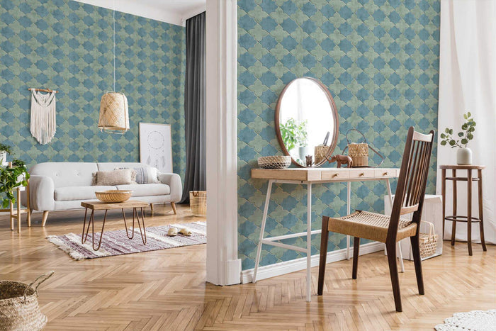 Moroccan Tile Wallpaper - Turquoise - Discontinuing