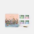 Shop Rescue Spa Valmont Multi-Masking Set with four treatment masks, application brush, and Vivian Ho art gift box.