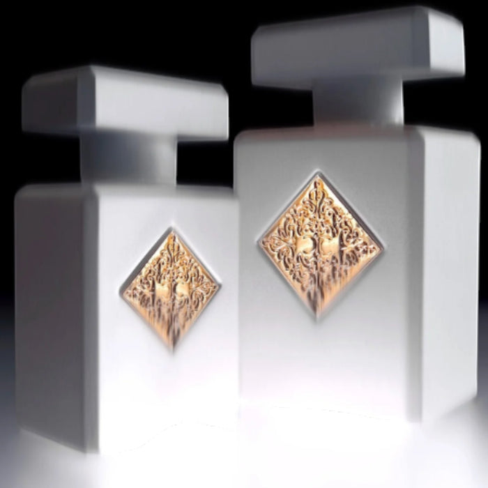 Shop Rescue Spa Musk Therapy Extrait De Parfum, white bottles with gold ornate detail. Unisex.