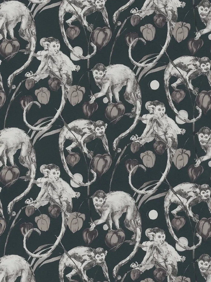 Mystery Monkey Vinyl Wallpaper - Ebony