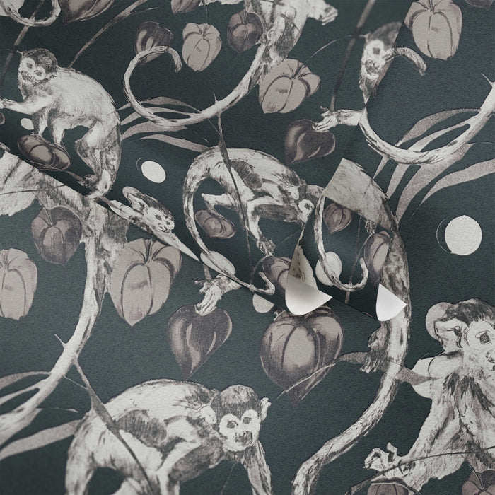 Mystery Monkey Vinyl Wallpaper - Ebony