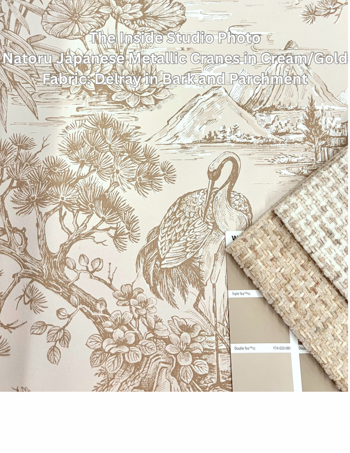 Natoru Japanese Metallic Cranes Wallpaper – Cream/Gold