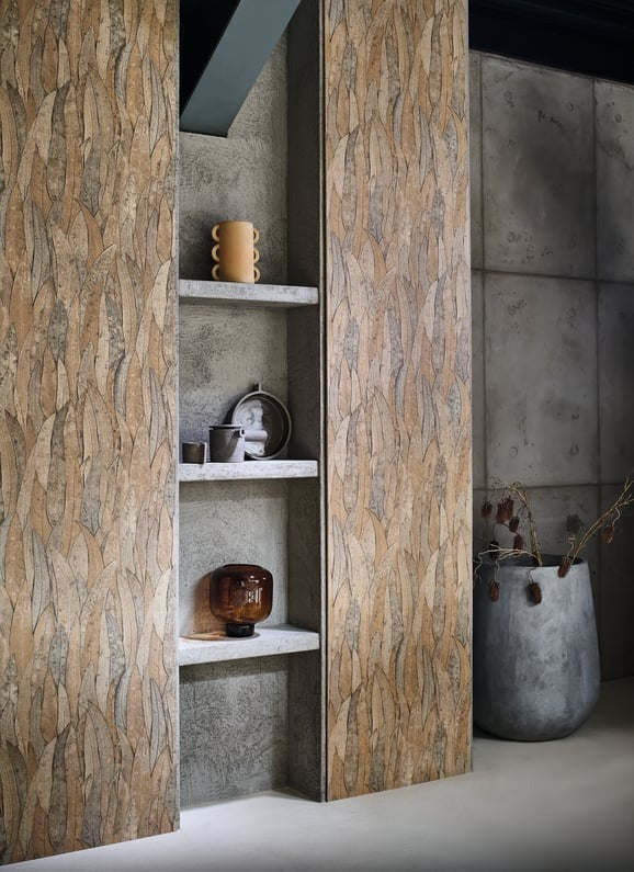 Neluwa Textured Leaves Wallpaper - Brown