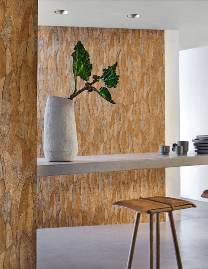 Neluwa Textured Leaves Wallpaper - Orange